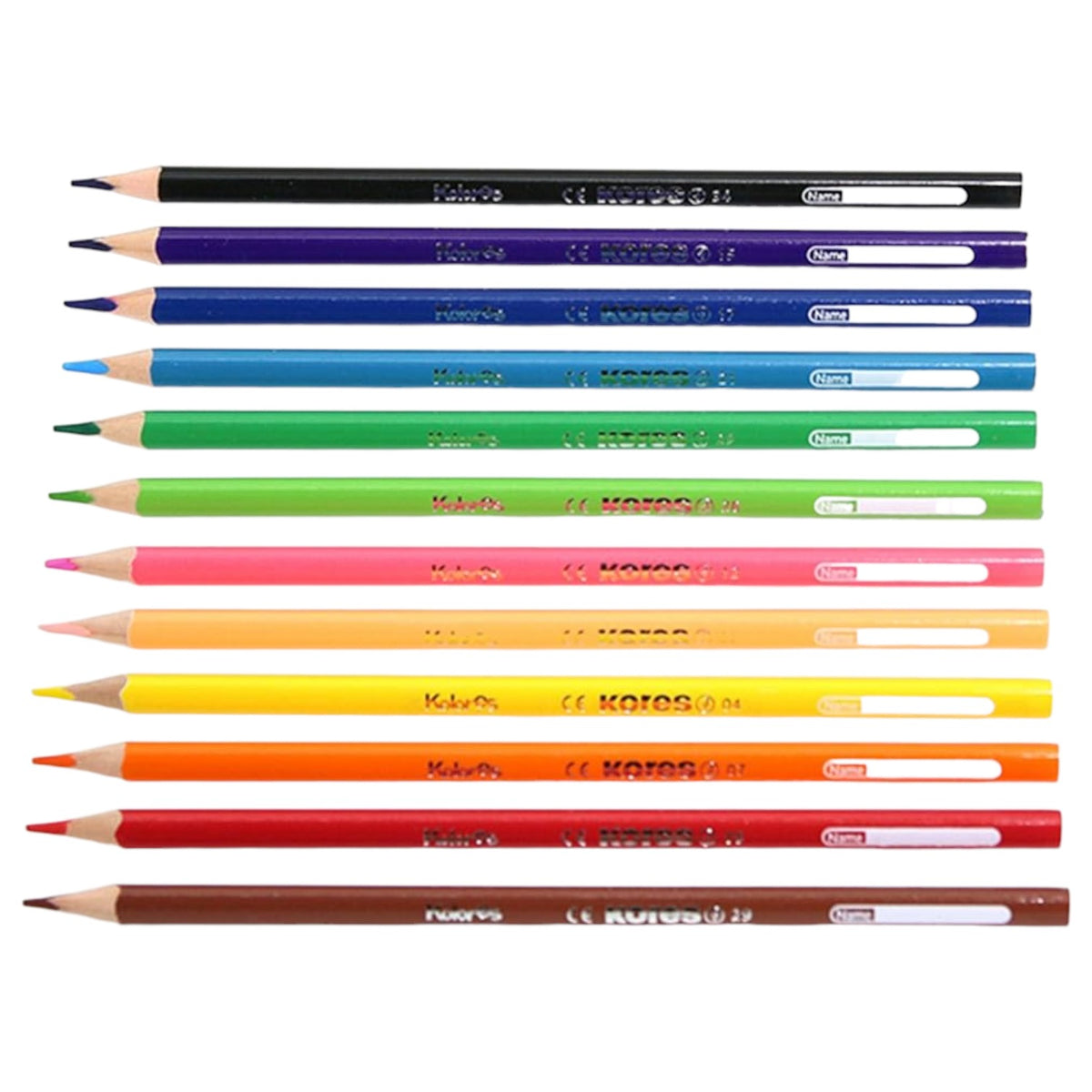 Wooden Pencils 12 Colors Medical Triangle + Round Metal box Kores