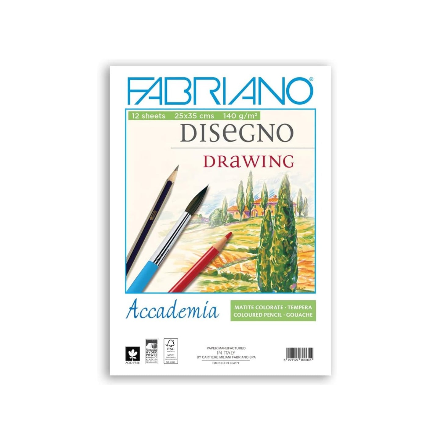 Fabriano Sketchbook, Size 25 * 35 Cm, 12 Sheets, White Paper