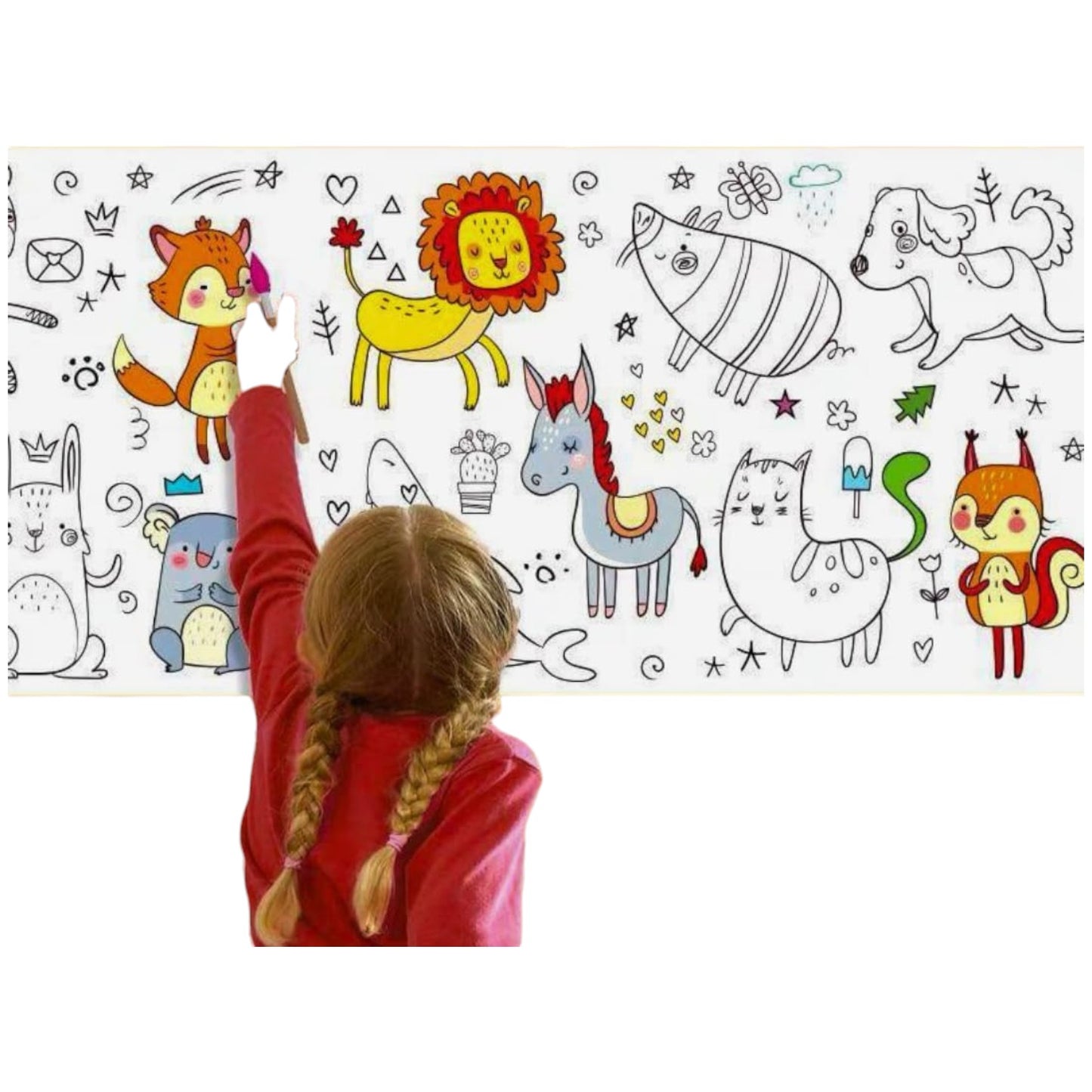 Animals Giant Coloring Poster Large Coloring Tablecloth