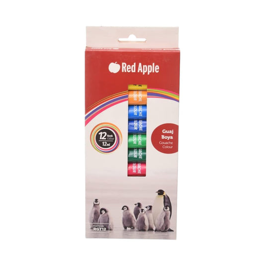 Red Apple Gouache Paint Tubes, 12 Colors, 12ml, Assorted Colors