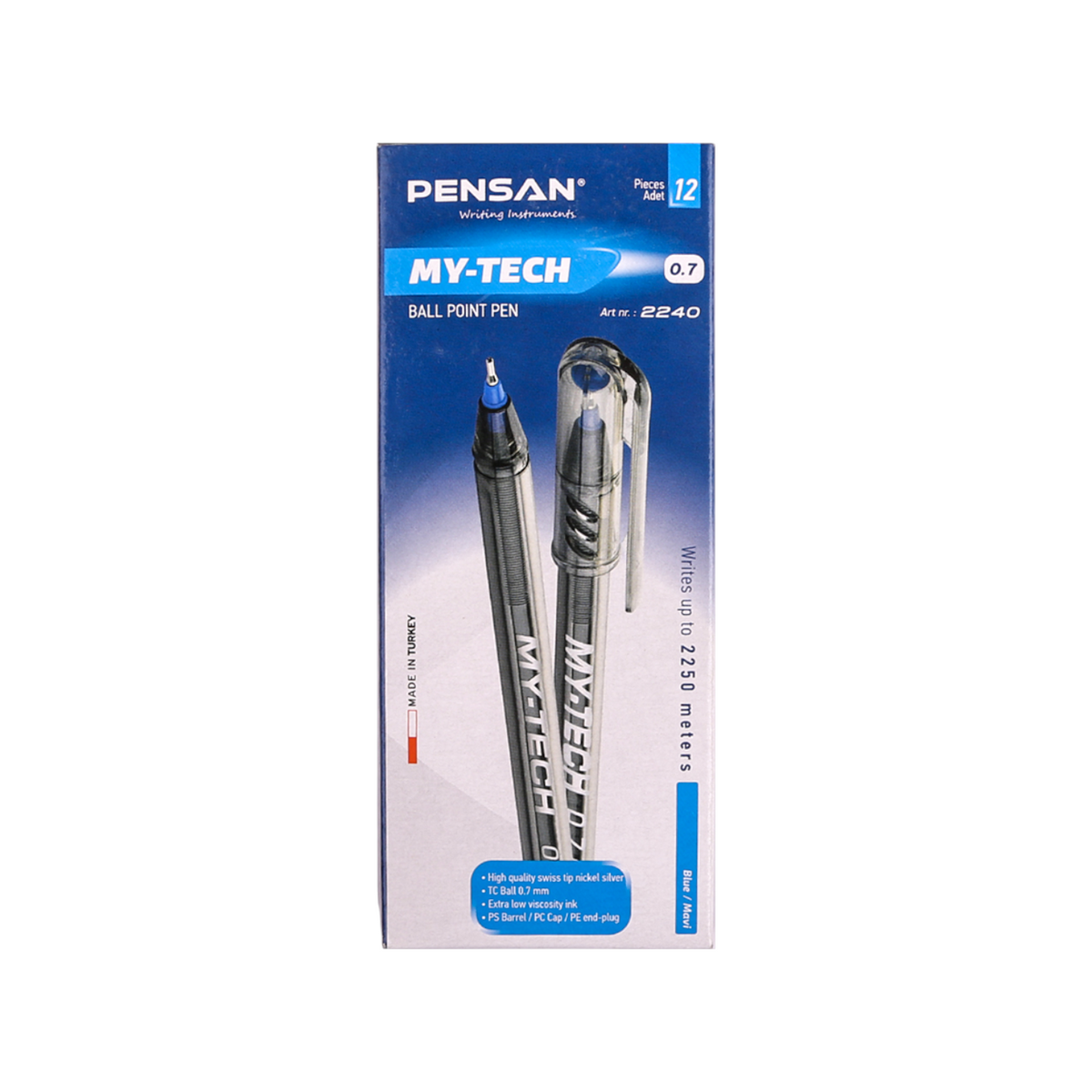 Pensan 2240 0.7 mm Ballpoint Pen MY-Tech – Pack of 12