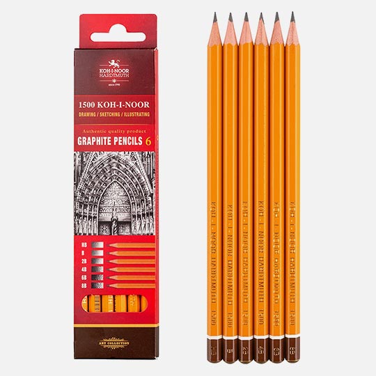 KOH-I-NOOR 1500 Professional Graphite Pencil Set x 6