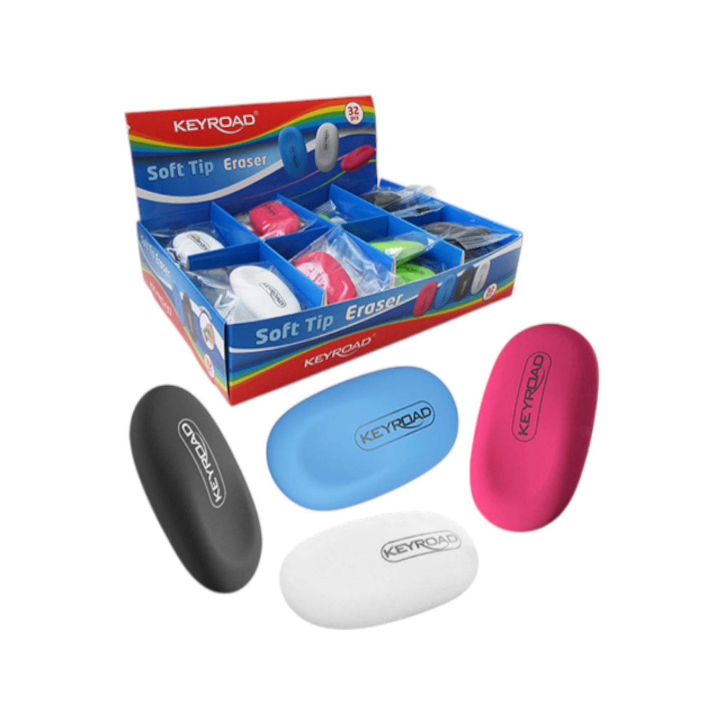 Soft Tip Eraser Solid Colors Multicolor – Keyroad Model KR971788