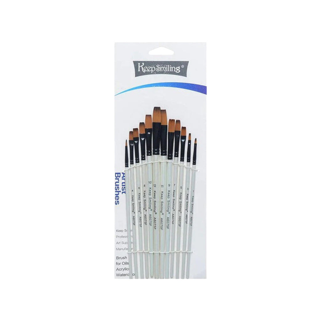 Keep Smiling Set of 12 Brush Long Handel Fiber Brush - No:A6075Z