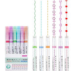 Linear Roller Color Pens Highlighters with 6 Different Curve Shapes Designer Roller Curve Highlighter Pens For Study Highlighter Pens