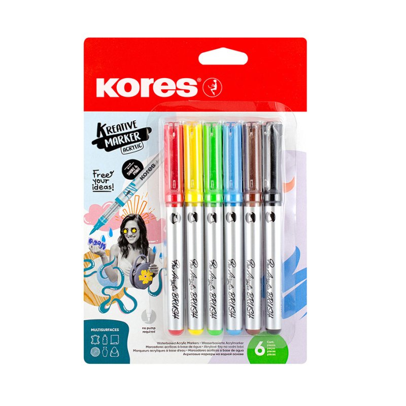 Kores Creative acrylic markers, flexible brush tip, liquid ink