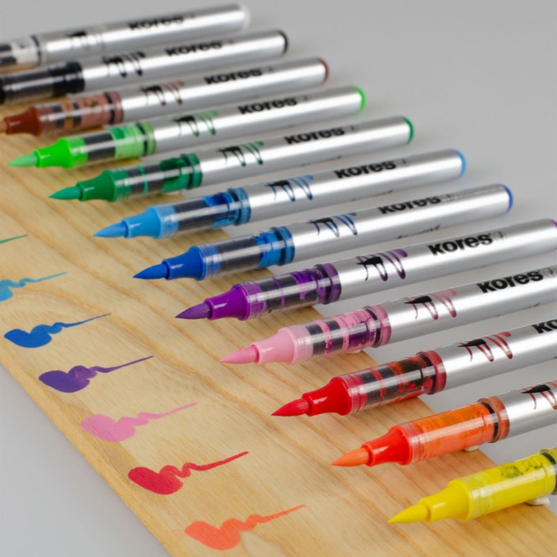 Kores Creative acrylic markers, flexible brush tip, liquid ink