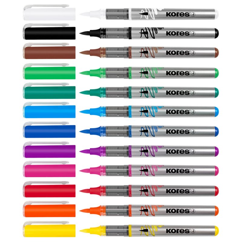 Kores Creative acrylic markers, flexible brush tip, liquid ink