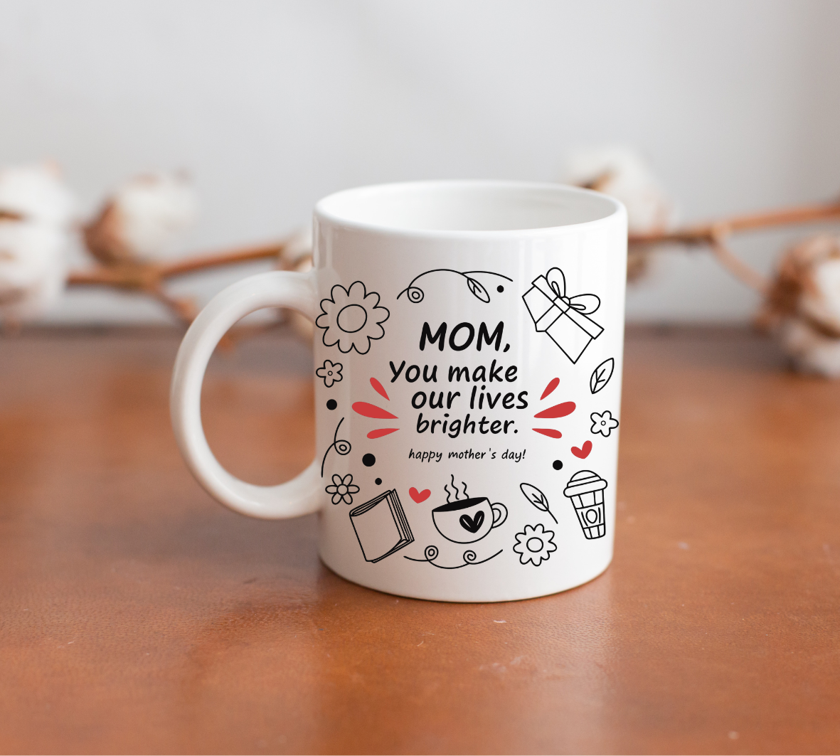 White Ceramic Mug Mom 1