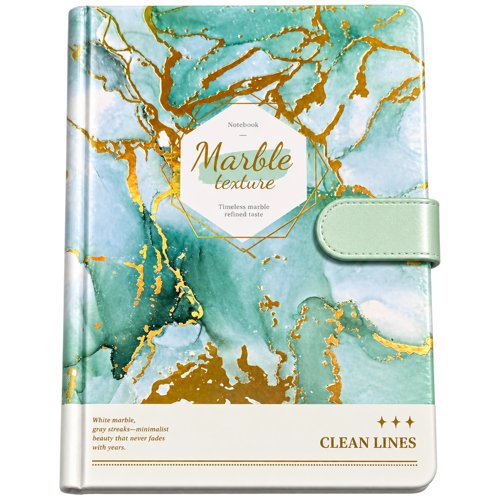 80 Sheets SIMBA A5 Hard Cover Magnetic Closure – Marble with Gold Veins