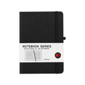 Elite Stationery House A5 black hardcover business notebook with 80 lined sheets and an elastic closure band.