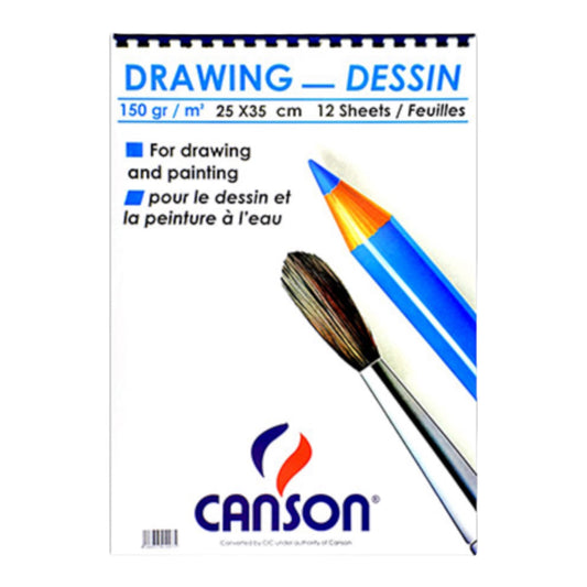 Canson Sketch book, Size 25 * 35 cm, 12 Sheets, White Paper, Assorted Colors