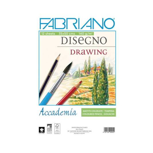 Fabriano Sketchbook, size 25 * 35 cm, 12 sheets, white paper, Assorted colors