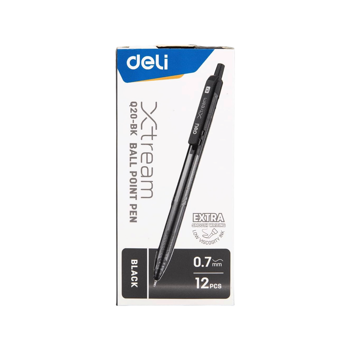Deli Q20-0.7 mm Tip Ballpoint Pen 12-Pieces, Mulitcolor