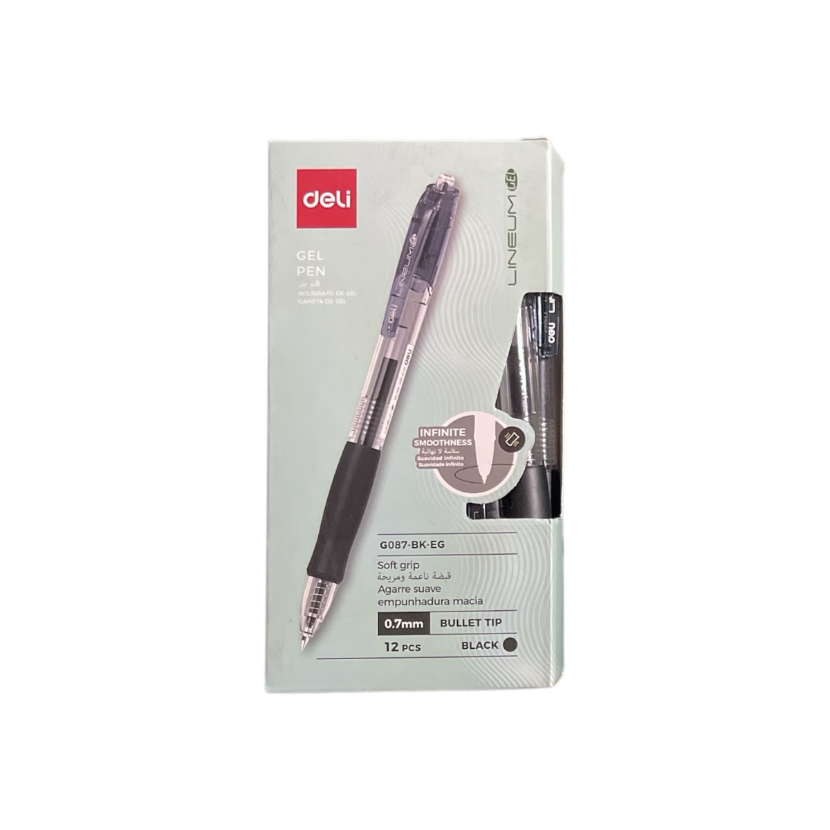 Deli G087-BK Retractable Gel Pen Set, 0.7 mm, 12 Pieces