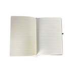 Elite Stationery House A5 business notebook open to show lined pages and hardcover design