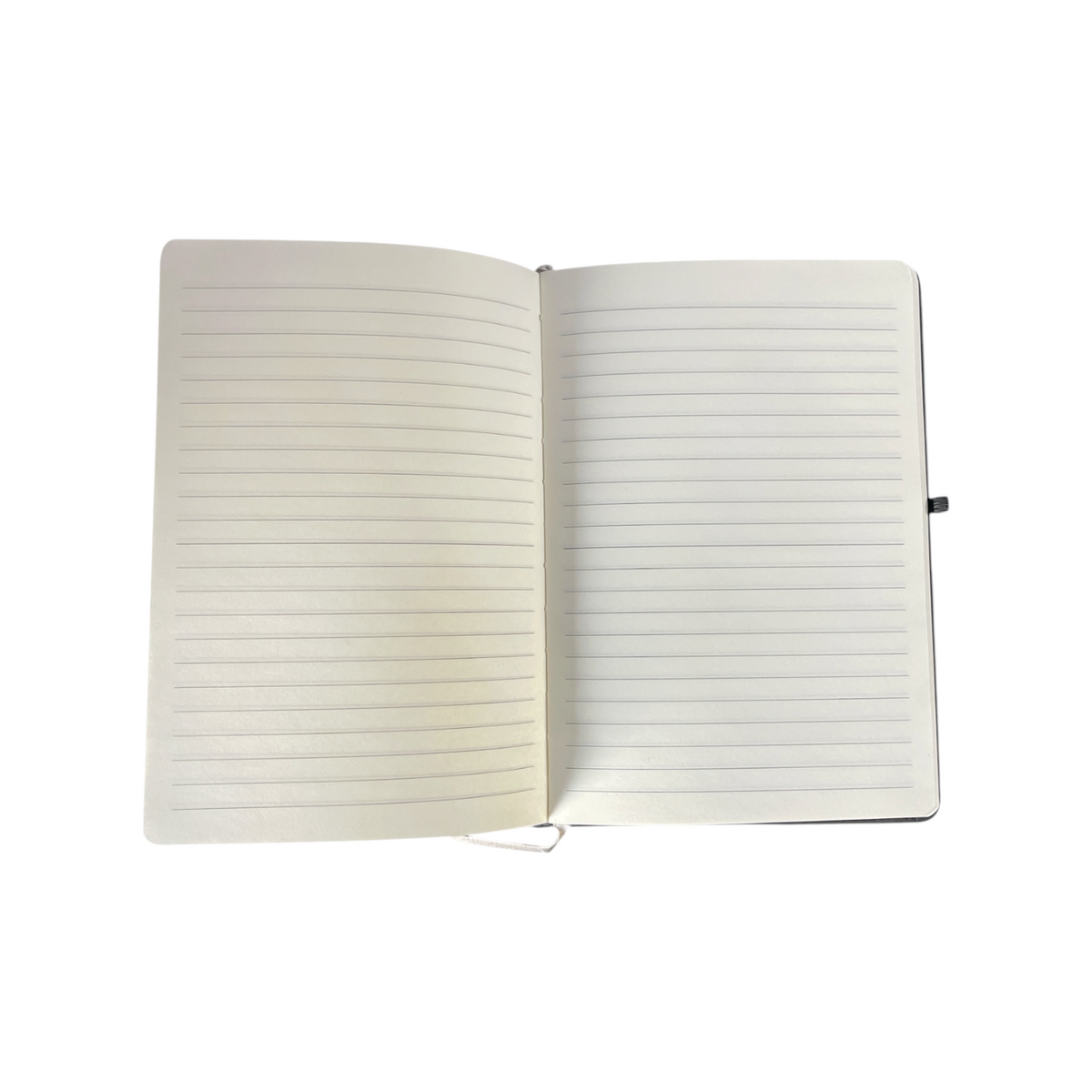 Elite Stationery House A5 business notebook open to show lined pages and hardcover design