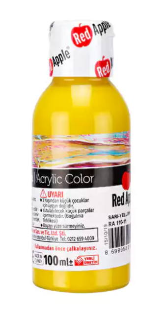 Turkish Red Apple Acrylic Colors, 100 ml bottle, yellow