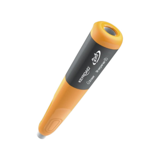 Keyroad Sharpener – Single Hole with Container + Pencil-Shaped Eraser – Blister Pack – Model KR972183