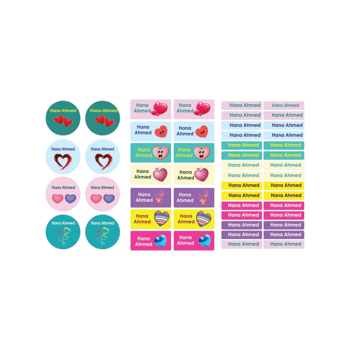 Hearts Name Tag Stickers