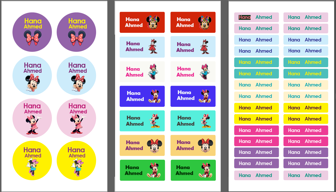 Minnie Mouse Name Tag – Elite Stationery El Sahhar