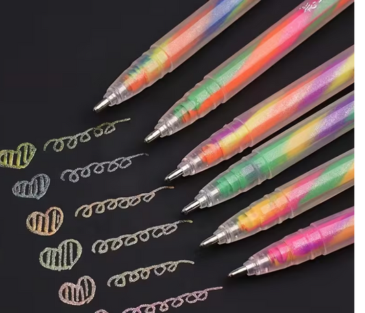 2pcs 1.2mm Colorful Gel Pens - Vibrant Spiral Ink, Glitter and Pastel Effects,