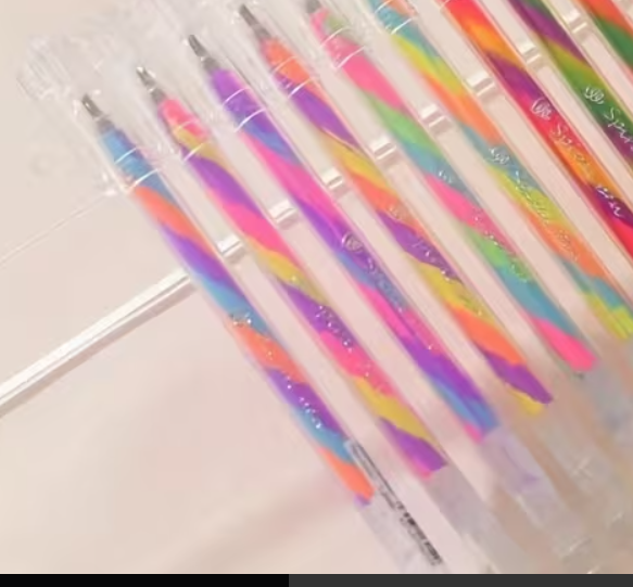 2pcs 1.2mm Colorful Gel Pens - Vibrant Spiral Ink, Glitter and Pastel Effects,