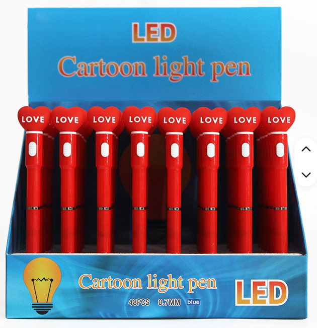 Led Pens Lighted Heart Shaped Ballpoint Pen