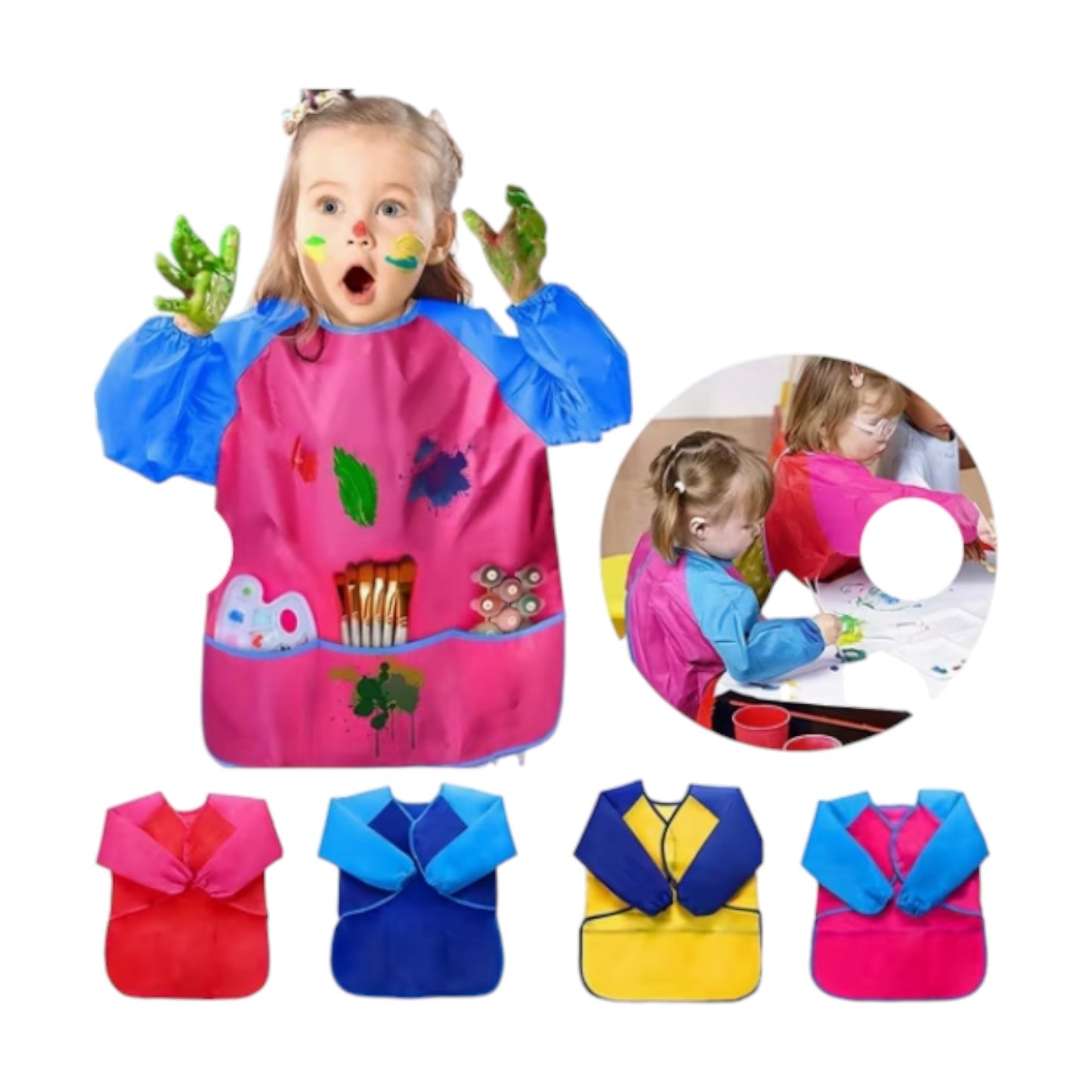 Kids Art Smocks Painting Apron for Children Waterproof