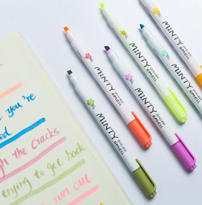16Pcs Pastel Color Highlighter Pen Fresh Mint Scented Soft Fiber Tip