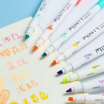 16Pcs Pastel Color Highlighter Pen Fresh Mint Scented Soft Fiber Tip