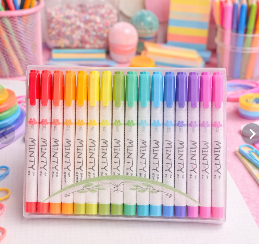 18 Pcs Pastel Color Highlighter Pen Fresh Mint Scented Soft Fiber Tip