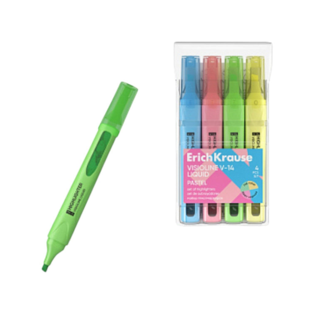 Set of 4 highlighters ErichKrause Liquid Visioline V-14 Neon