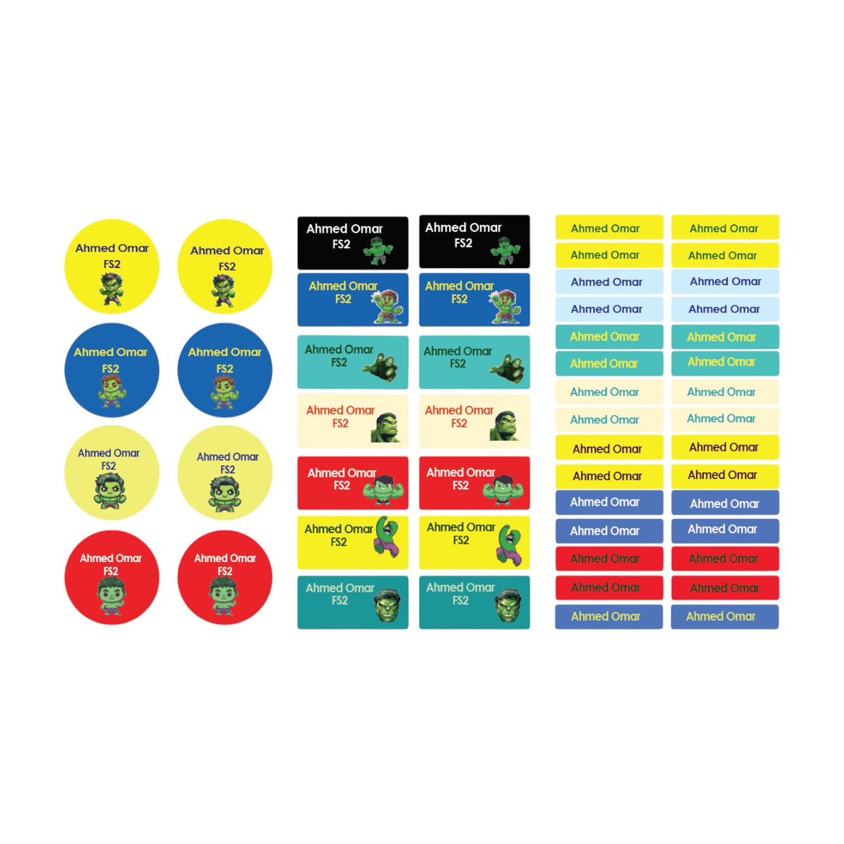 Hulk Name Tag Stickers