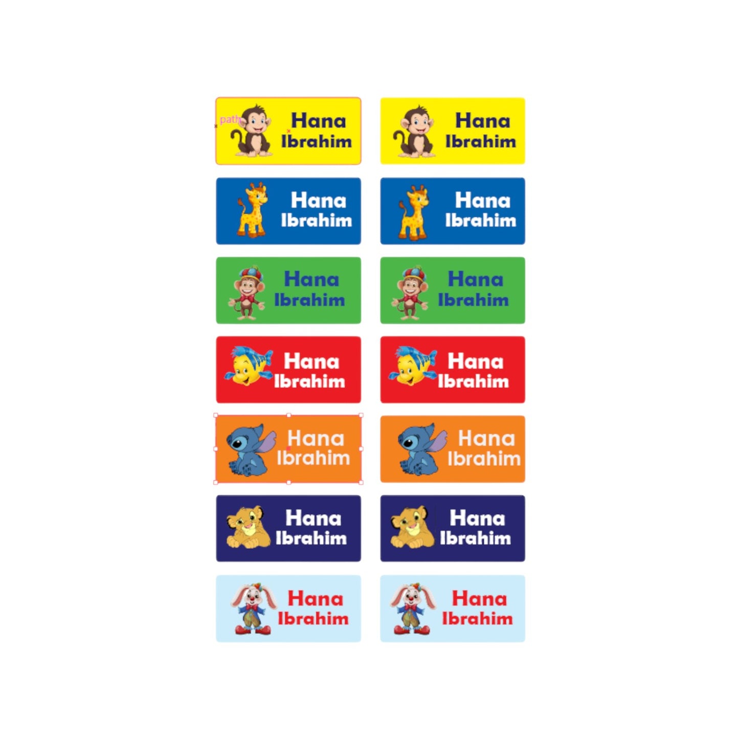 My Animals 2 Name Tag Stickers