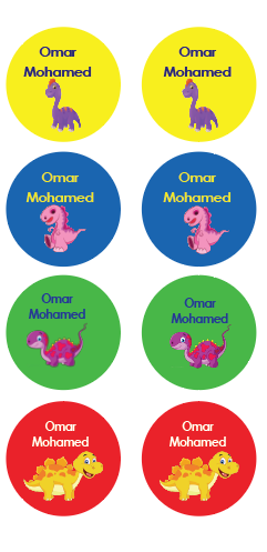 Dino Name Tag Stickers