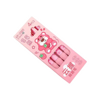 Elite Stationery House set of 4 cute pink strawberry bear retractable gel pens with 0.5mm fine tips in packaging.