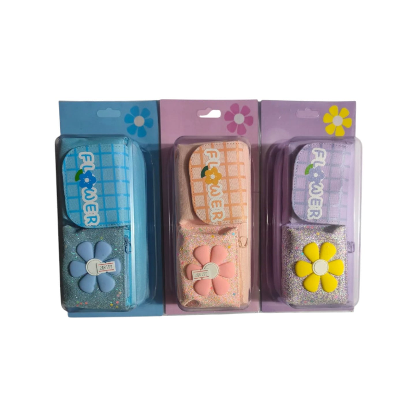 Flower Pencil Case With 1 Zippers & 2 Pockets