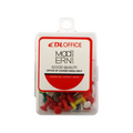 Elite Stationery House multicolor plastic head push pins in a clear storage box, 40 count pack for office use.