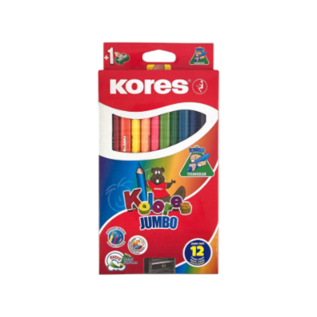 Wooden Pencils, triangle, Set of 12 Colors, Kores