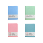 Elite Stationery House A5 hard cover notebooks in pastel blue, green, pink, and teal with elastic closure bands