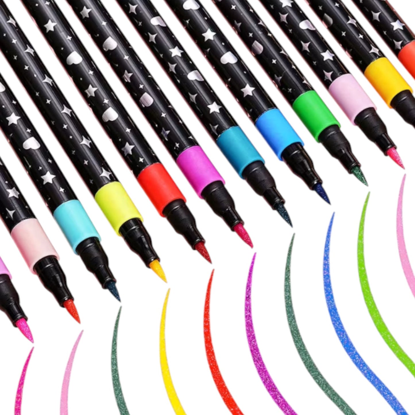 Brush Glitter Markers with Vibrant Colors, Water-Based Shimmer Marker