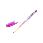 Elite Stationery House rainbow gel ink pen with a clear barrel and purple cap on a white background