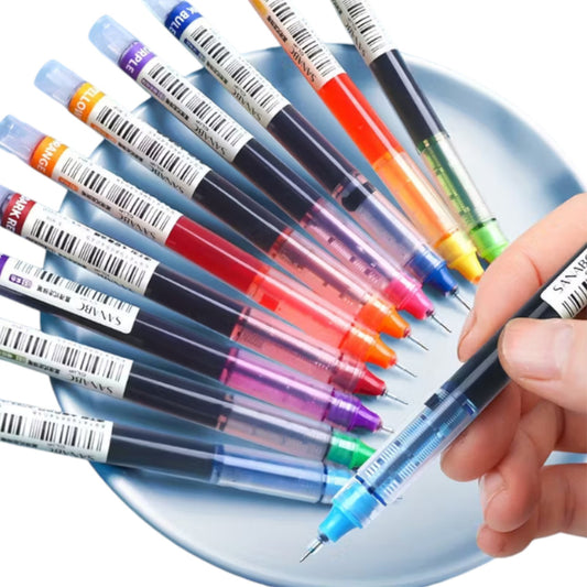 8 Straight Liquid Ballpoint Pens, Quick-drying Color Neutral Pens
