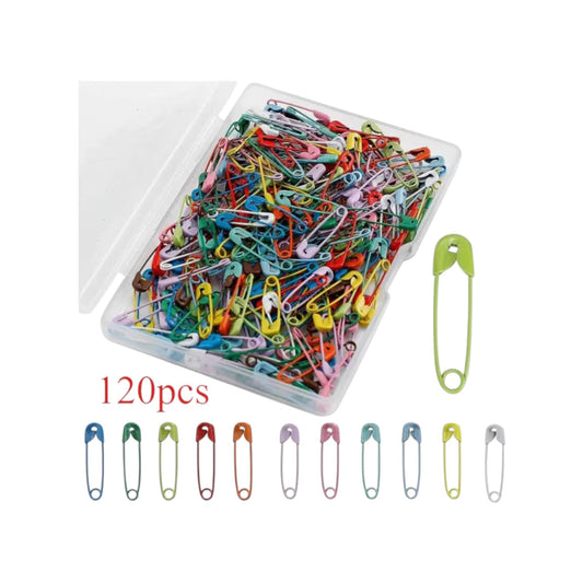 120 Colorful Safety Pins in a Box That Look Great