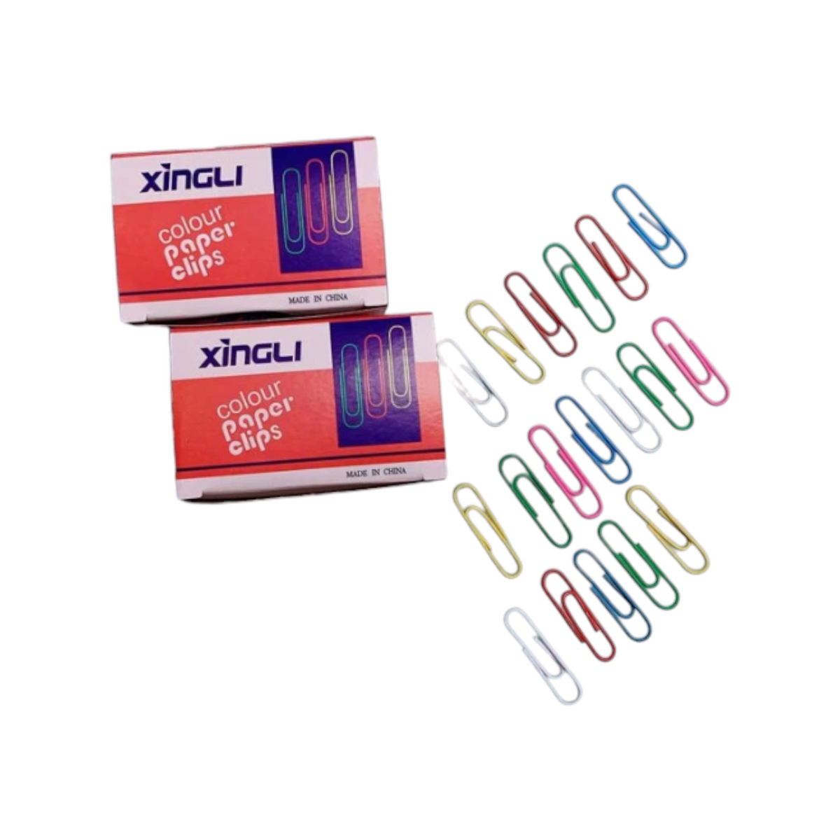 Elite Stationery House Xingle 50mm round colorful plated steel paper clips in boxes for office and school use