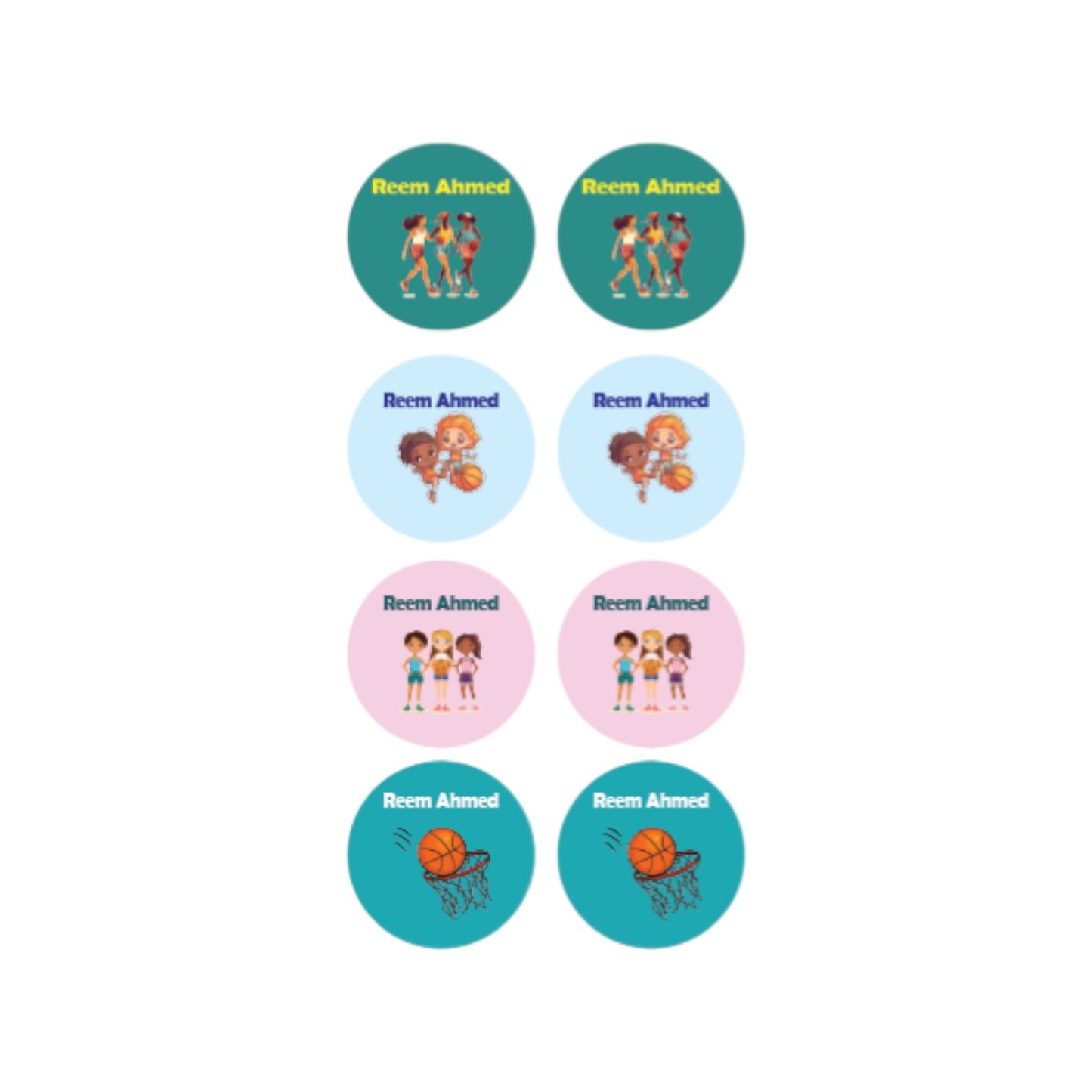 Basketball Girls' Name Tag