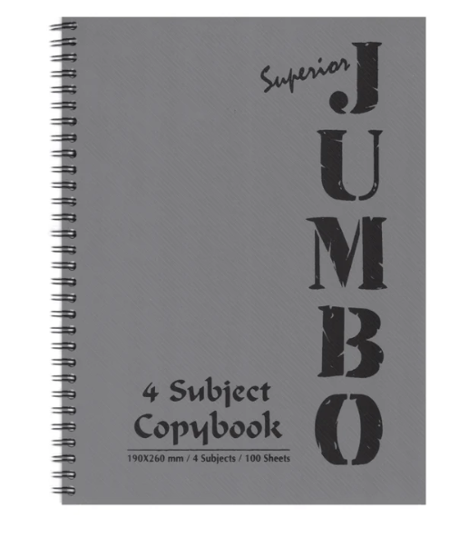 Jumbo Notebook A4, 3 Subject,  Lined Ruling, 120 Sheets