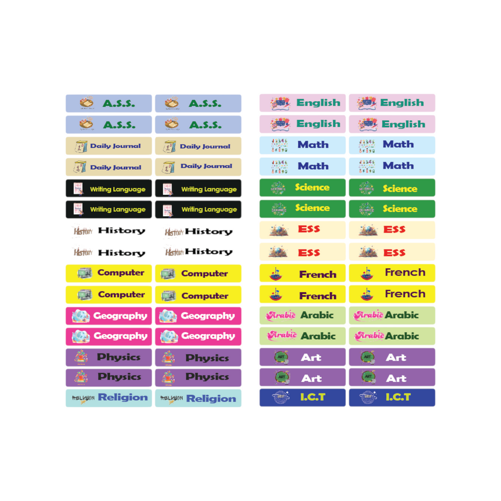 Subjects Labels Name Tag Stickers