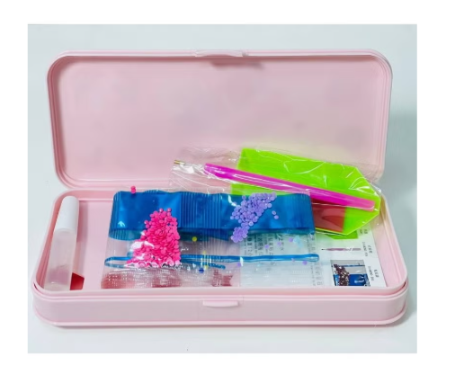 Pencil Case  With Beads And Glue That Stick To The Pencil Case